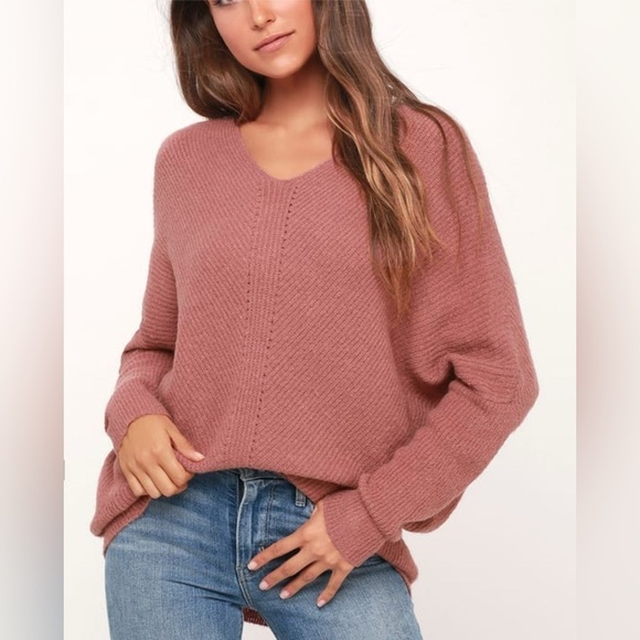 Lulus Sweaters - Emerson Mauve Dolman Sleeve Sweater